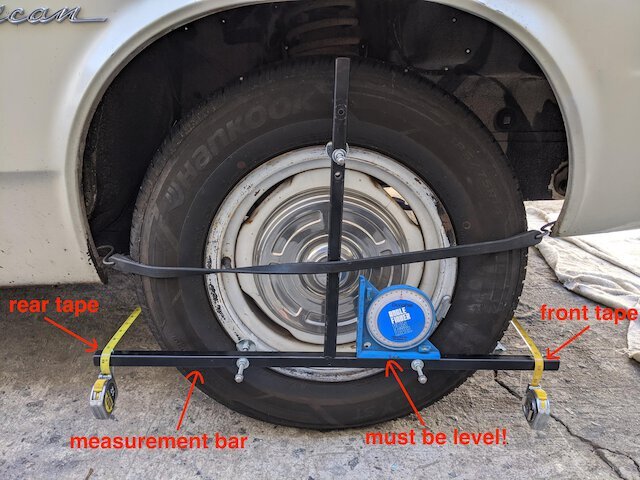 Easy to construct and use wheel toe setting tool